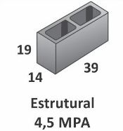 Bloco de Concreto 14x19x39 Estrutural 4,5 Mpa