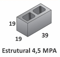 Bloco de Concreto 19x19x39 Estrutural 4,5 Mpa