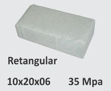 Piso Intertravados de Concreto Retangular 10x20x06